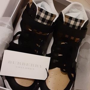 Burberry Children Leather High Top Trainers